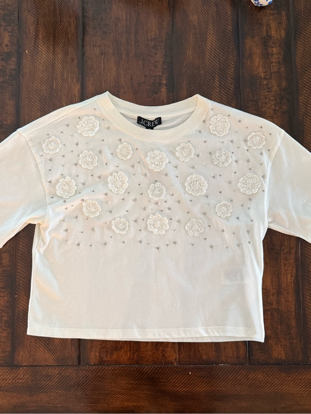 J. Crew Cropped Embellished T-Shirt